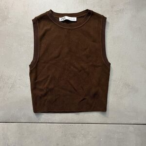 Zara Brown Sleeveless Blouse